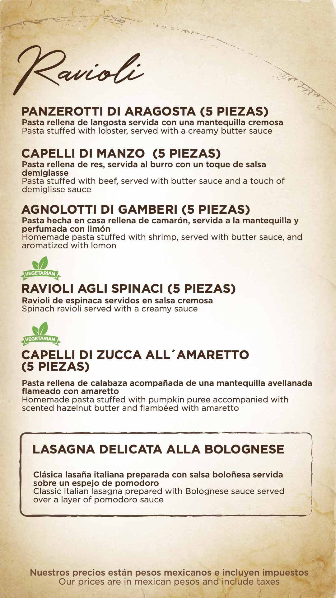 Menu de alimentos