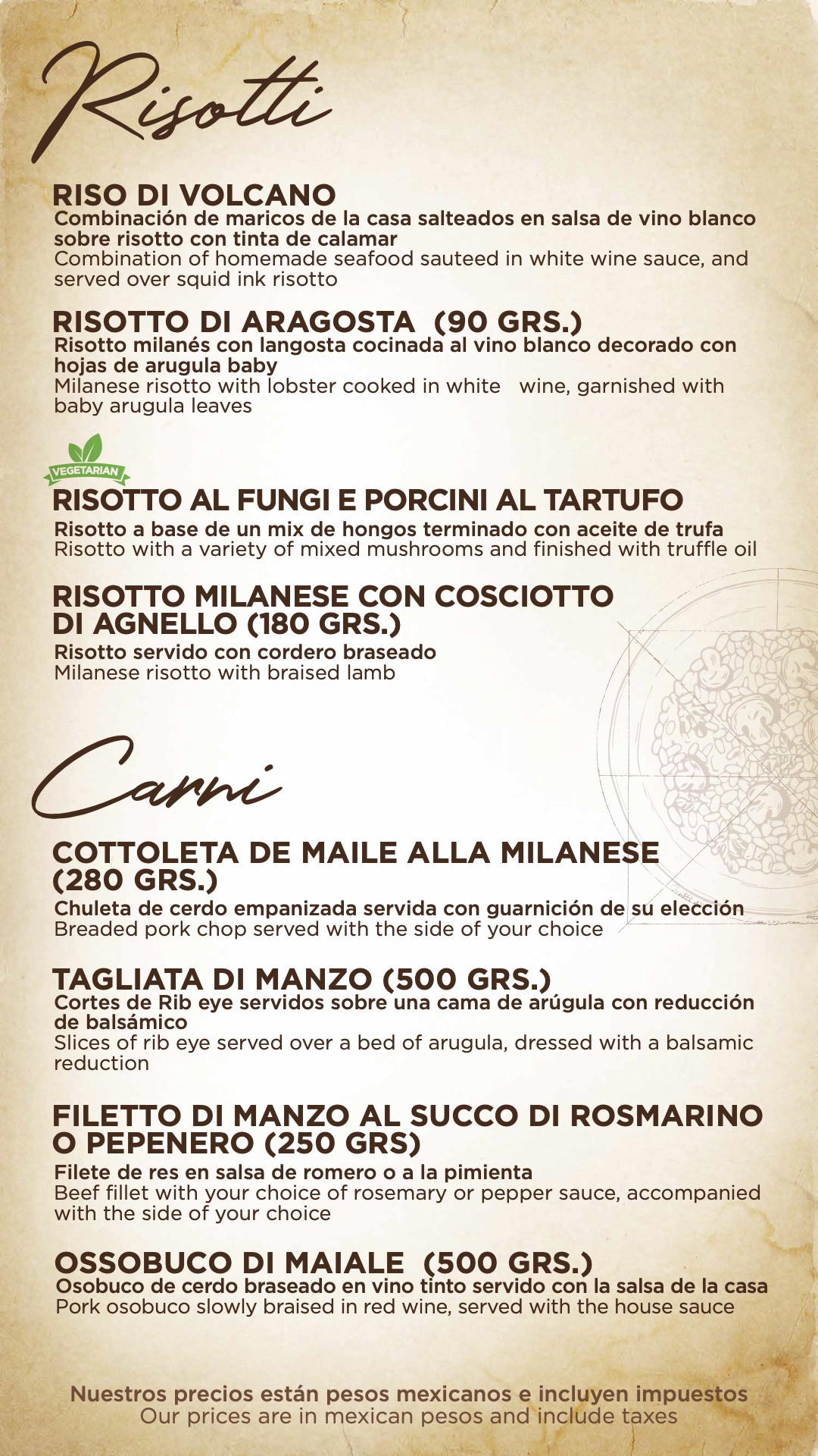 Menu de alimentos